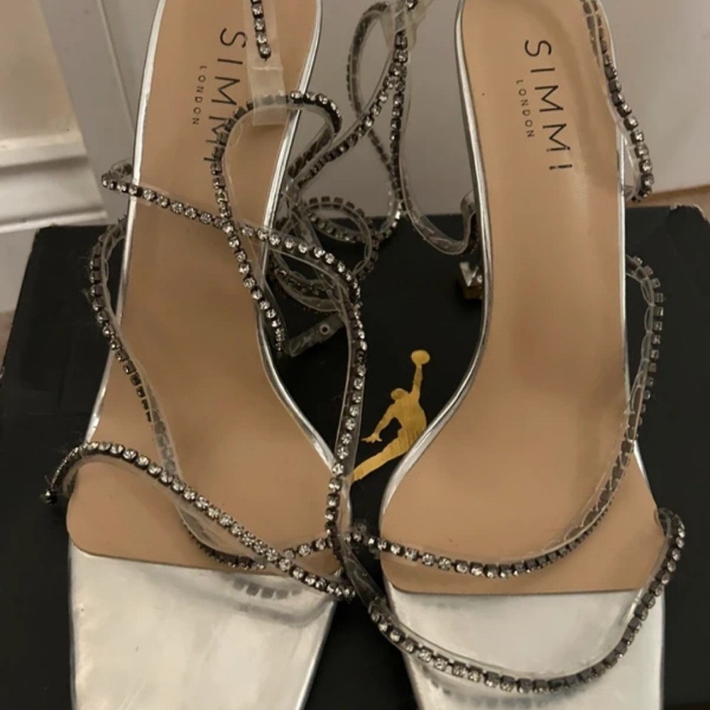 Silver Strappy Heels